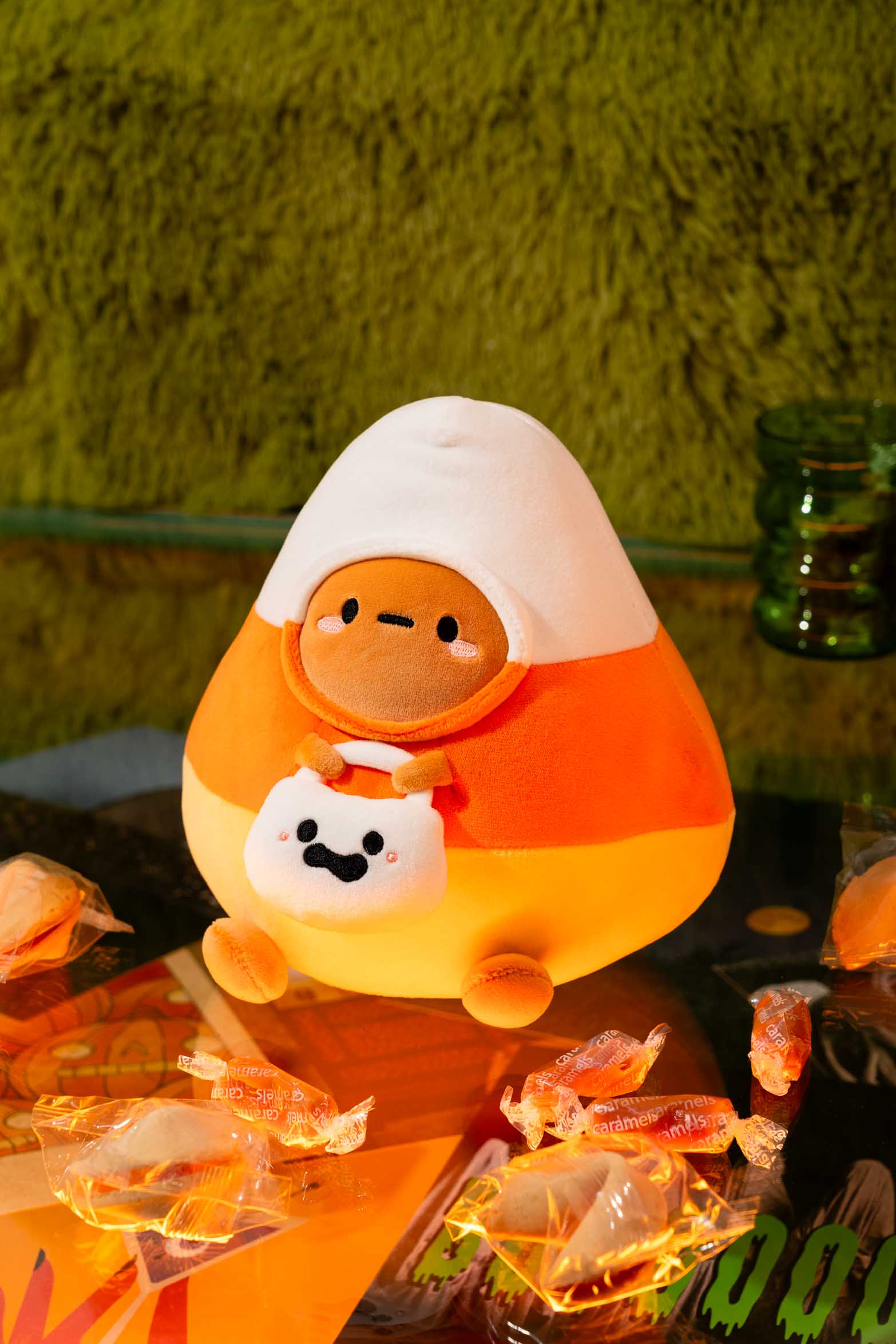 Candy Corn Tayto Potato with Ghost Midi Mochi Plush